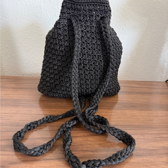 The Sac mini bucket, black crocheted backpack - Picture 2 of 7